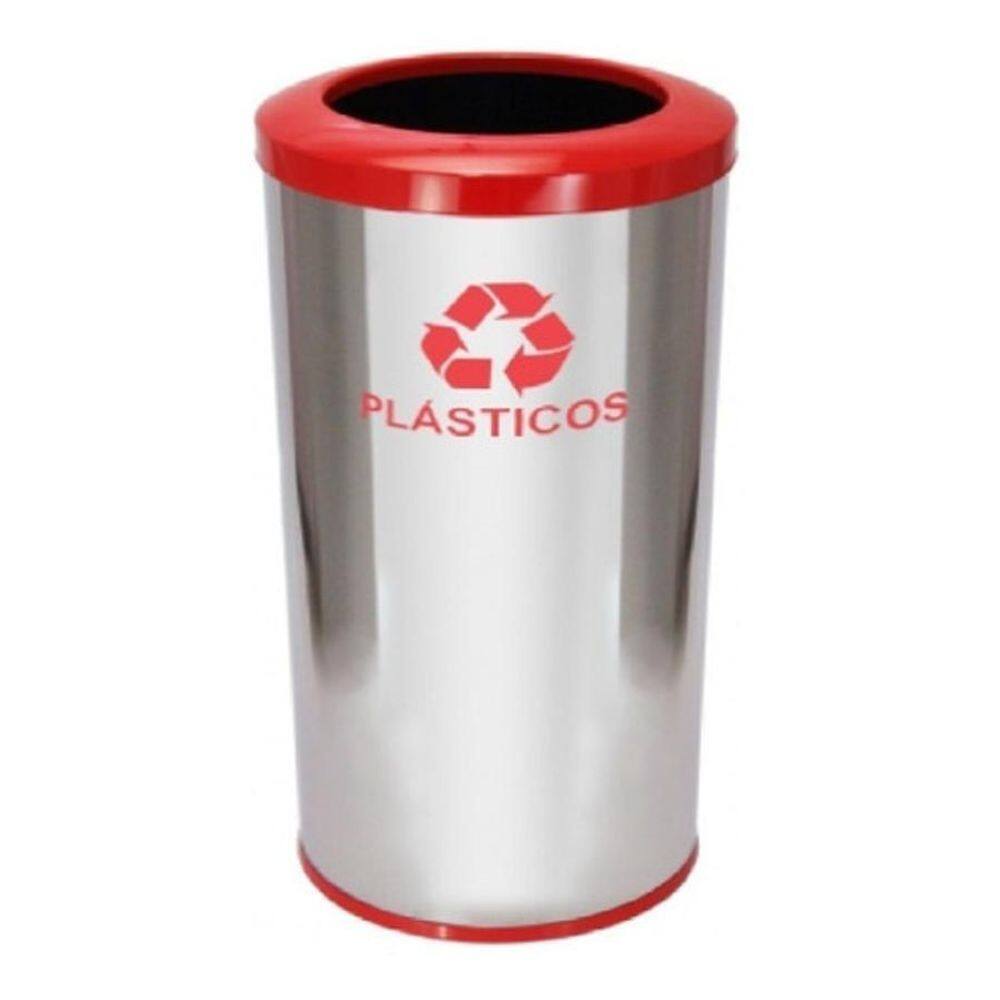 Lixeira Em Aço Inox Com Aro Pintado 50L