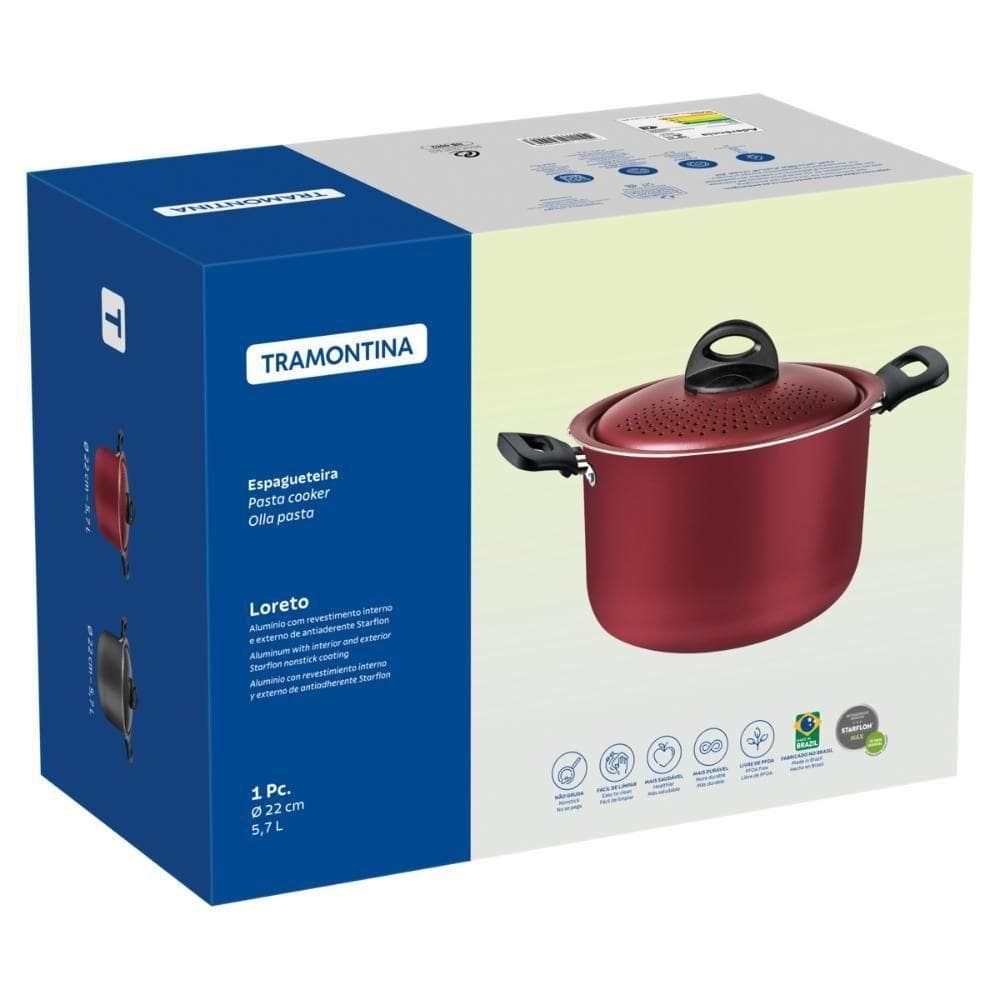 Espagueteira Tramontina Loreto Alumínio Antiaderente Grafite