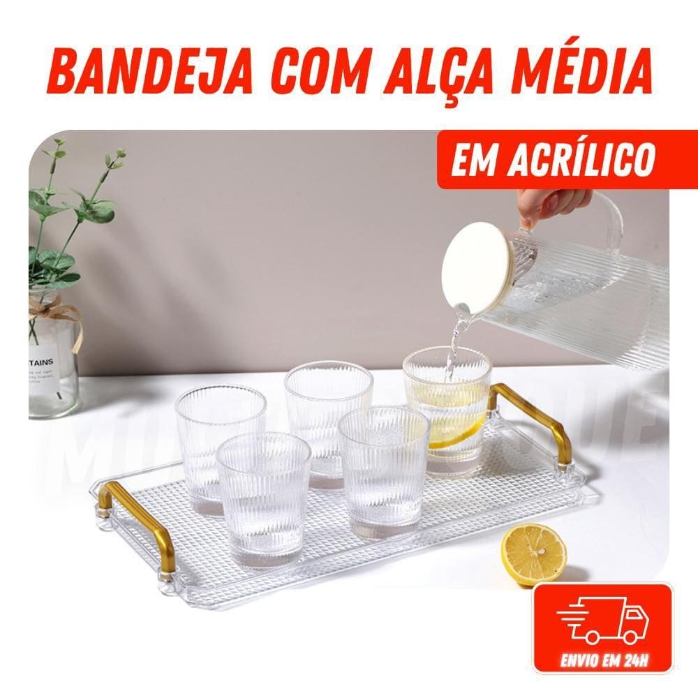 Bandeja Multiuso Em Acrílico Com Alça Média