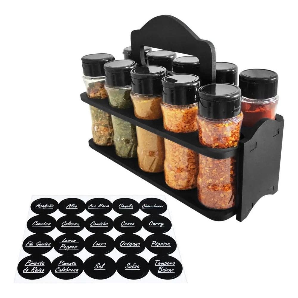 2X Porta Mantimentos Com Alça Potes De Tempero Tampa Dosador