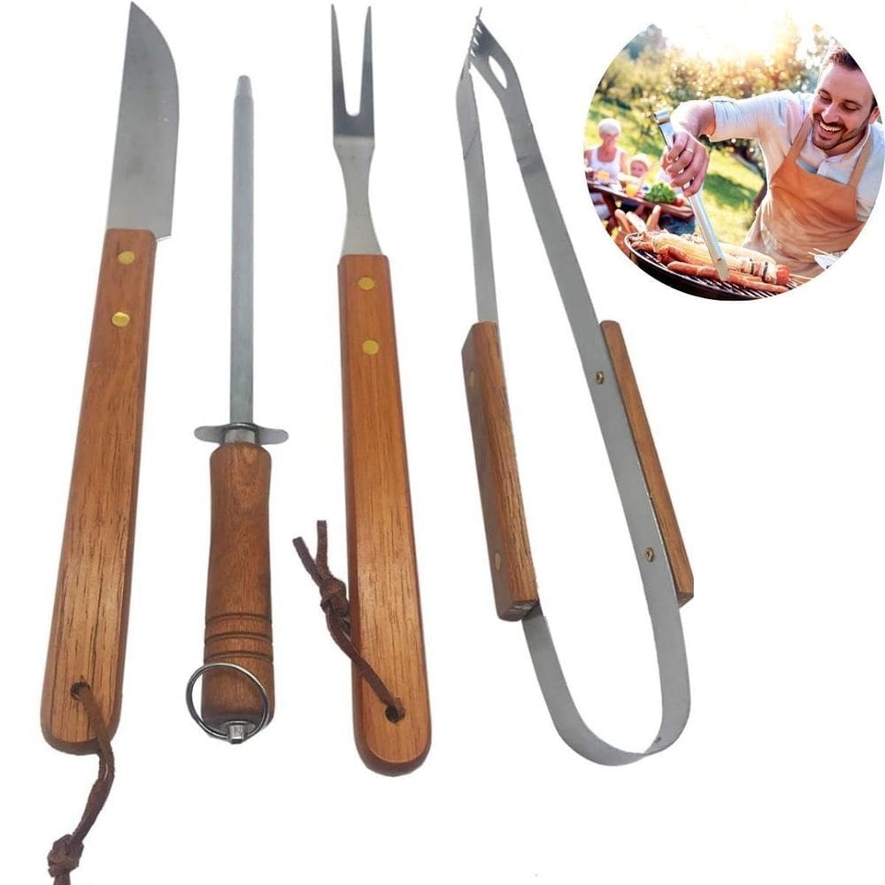 Kit Churrasco 4 Peças Ideal Para Presente Dia Dos Pais
