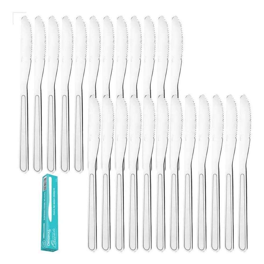 2X Jogo Aço Inox 24 Facas Churrasco Buffet Restaurante Orien