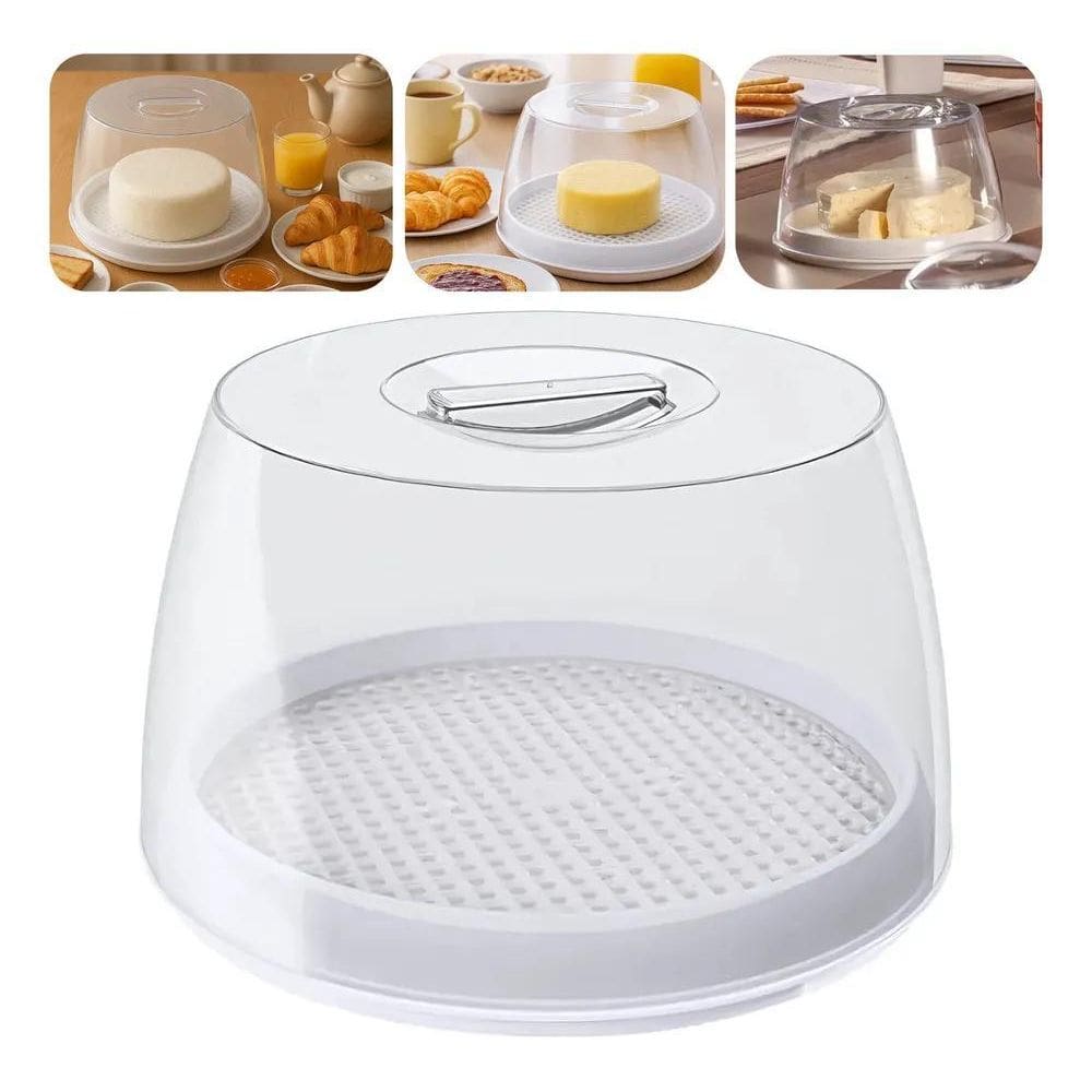 2X Queijeira Com Tampa Acrílico + Grade Escorredor De Soro U