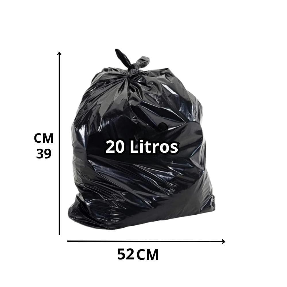 Saco De Lixo Preto 20 Litros Pacote Com 100 Unidades