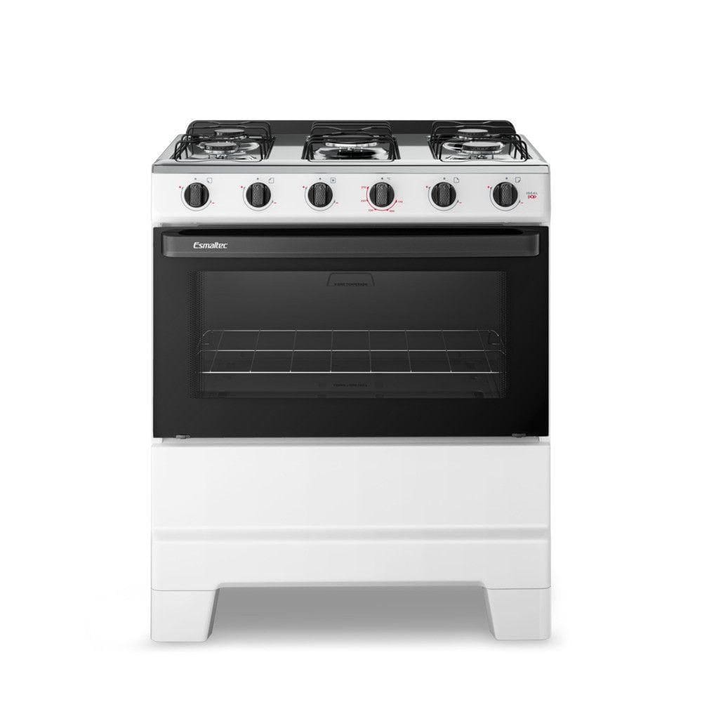 Fogão 5 Bocas Mesa Inox Manual Ideal Pop 5120 Esmaltec Branco Bivolt