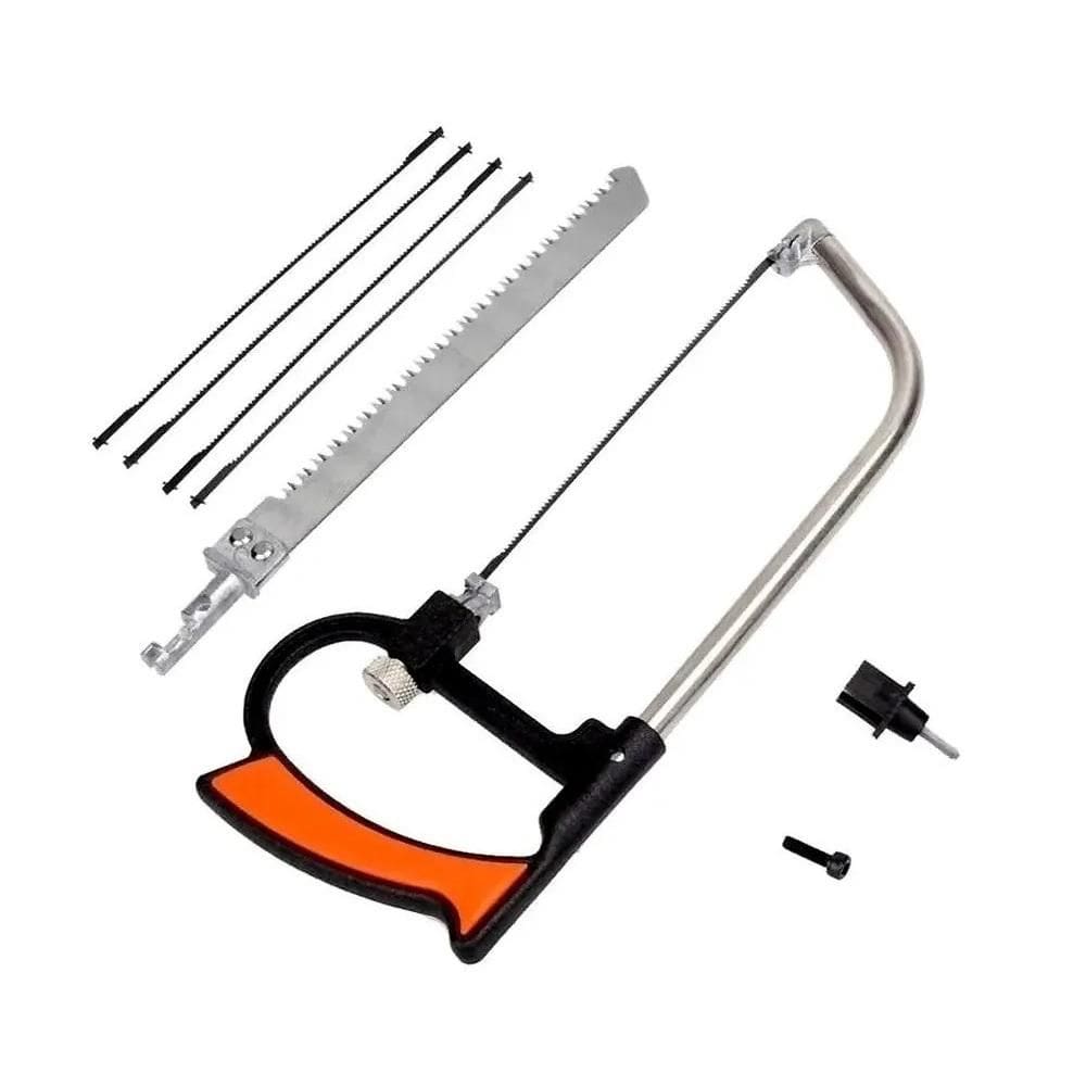 Mini Arco De Serra Serrote Ajustável 7 Peças 7x1 Corta Aluminio Madeira Tubos Borracha Artesanato