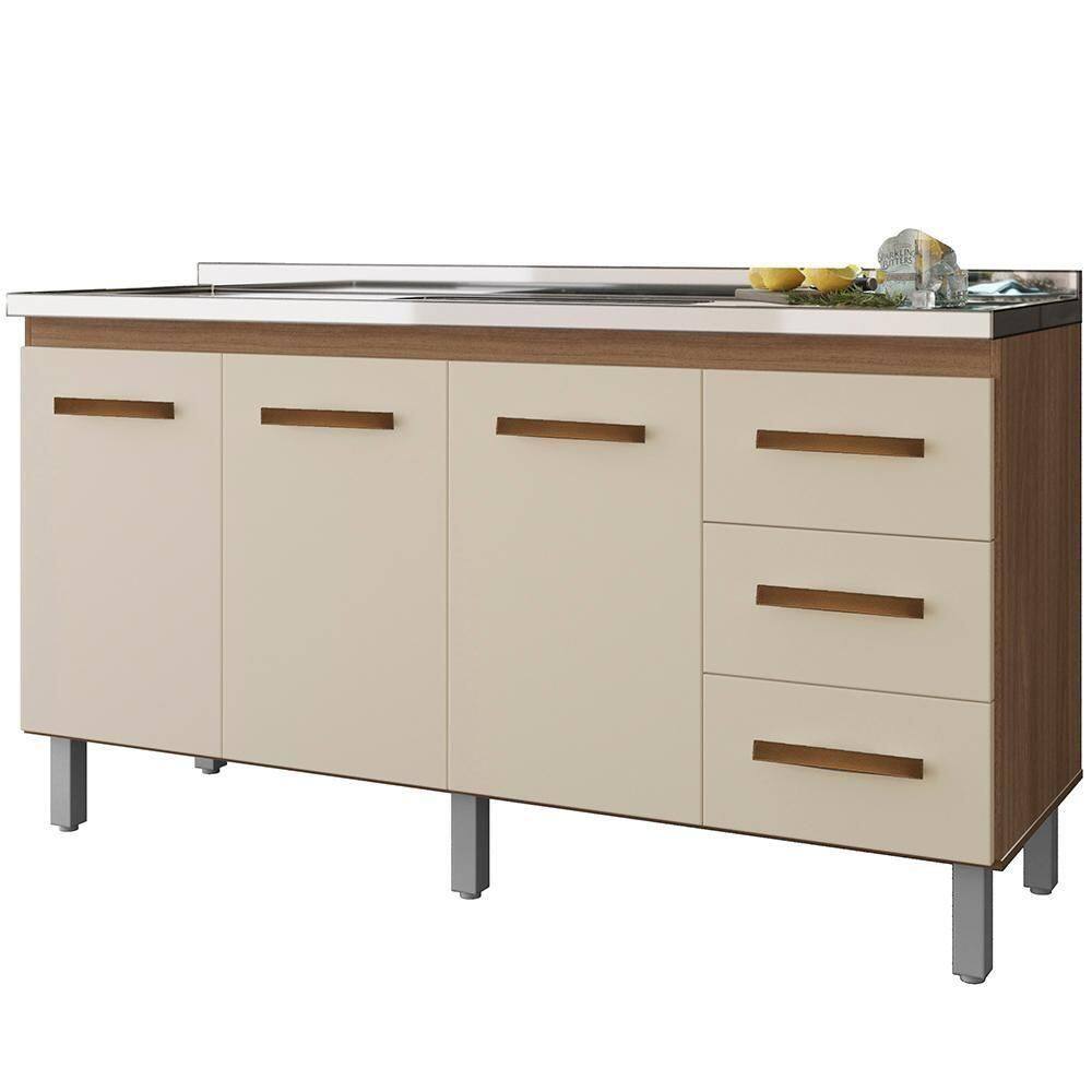 Balcao Sem Tampo Para Pia 160cm 9140 Savana Off White Mobbs Savana Off White