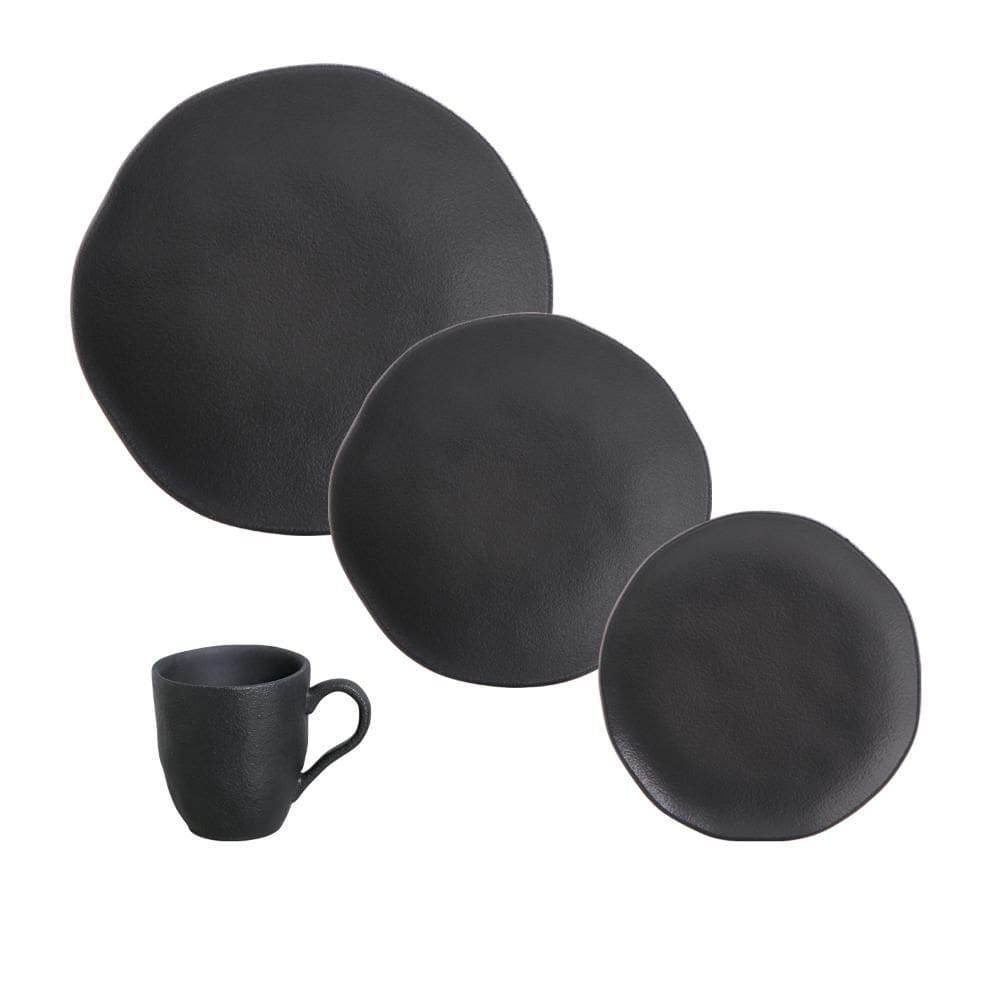 Aparelho de Jantar 16 Peças Orgânico Preto Matte