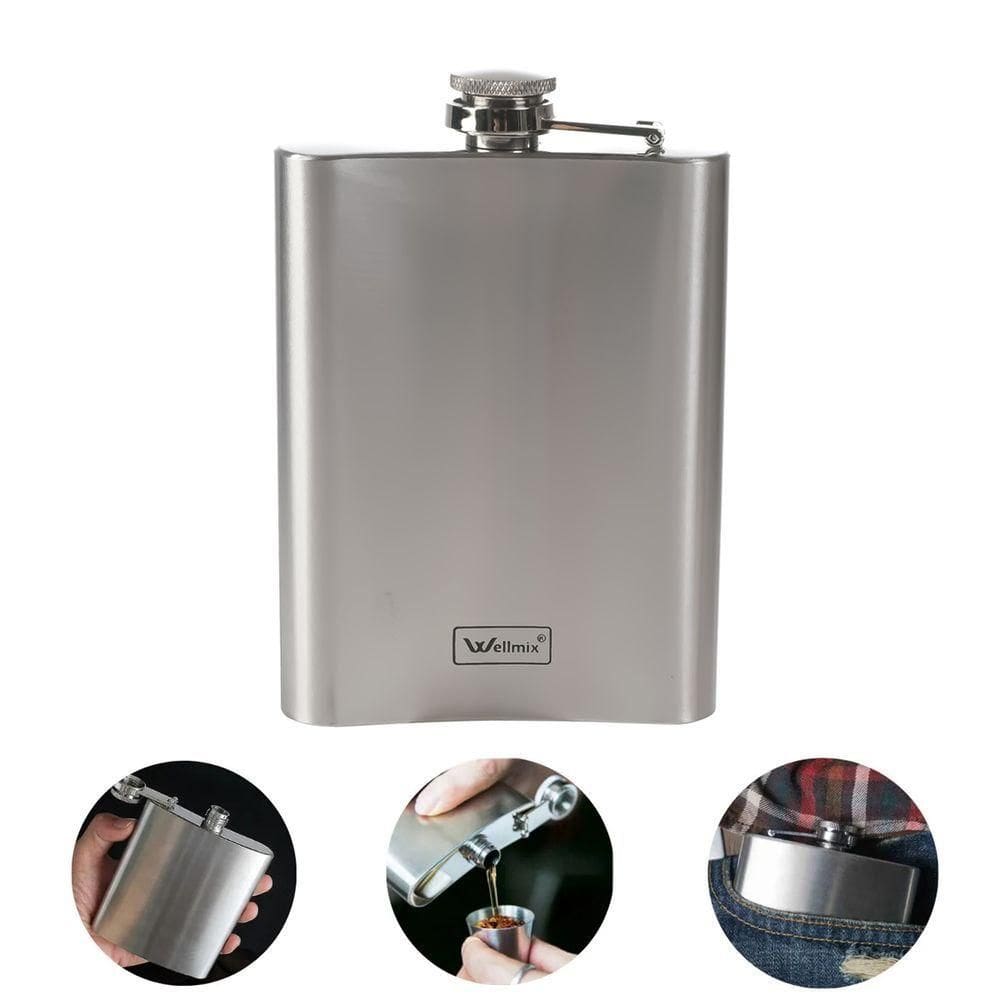 Cantil De Bolso Em Inox Frasco Whiskeira Porta Bebida Whisky