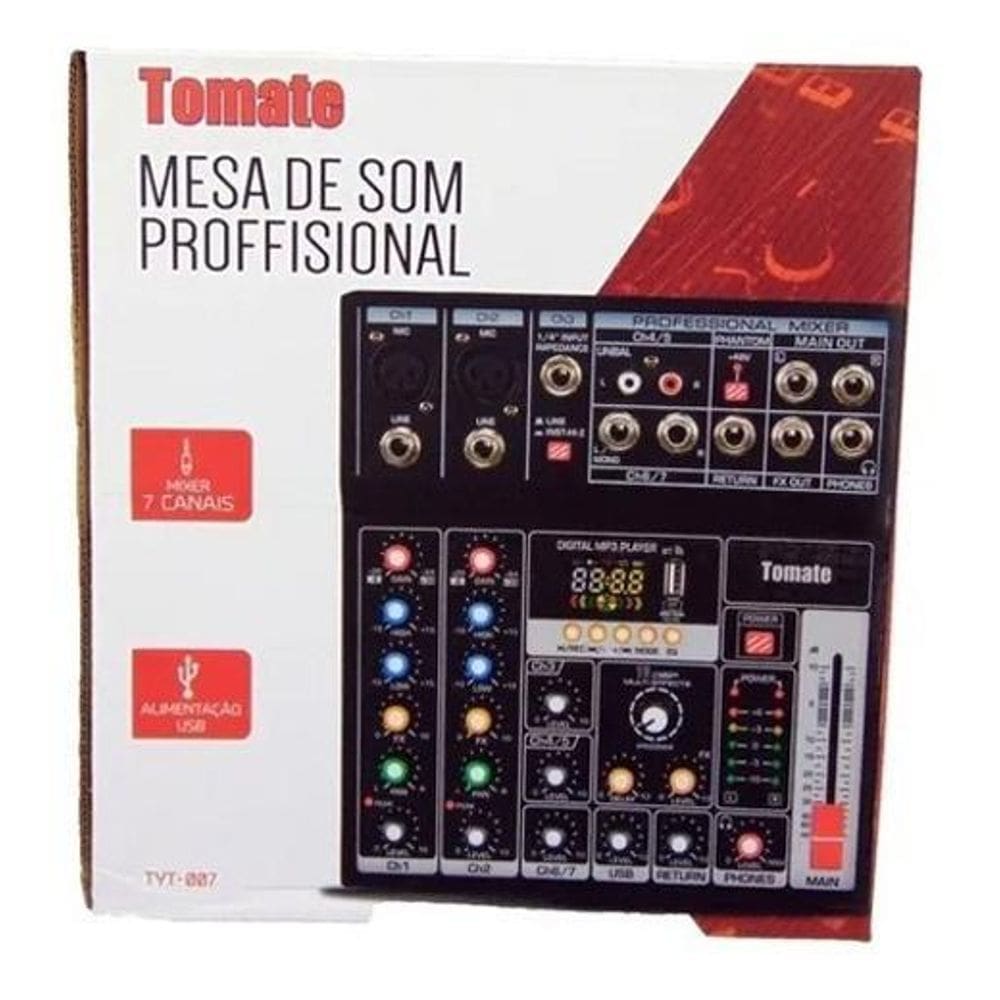 Mesa De Som 7 Canais Bluetooth Tomate Tyt-007