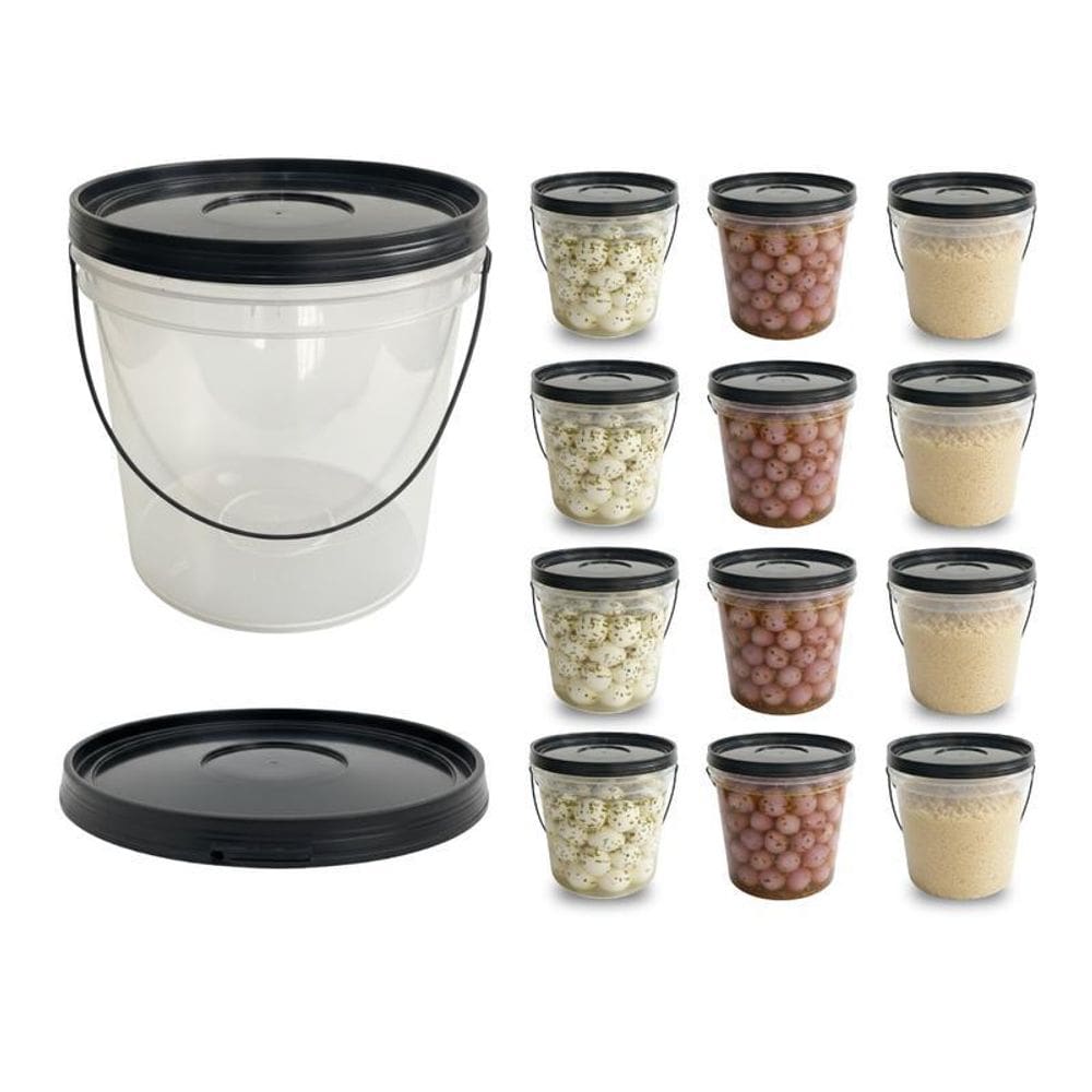 Balde 3.2L Tampa Preta Armazenar Bcaa - 12 Pçs