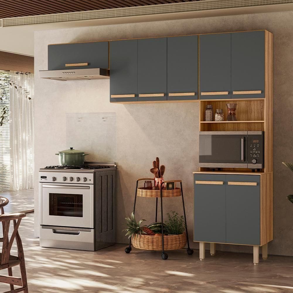 Armário Para Cozinha 222 Cm Lemon Carvalho/ Nicioli Carvalho/