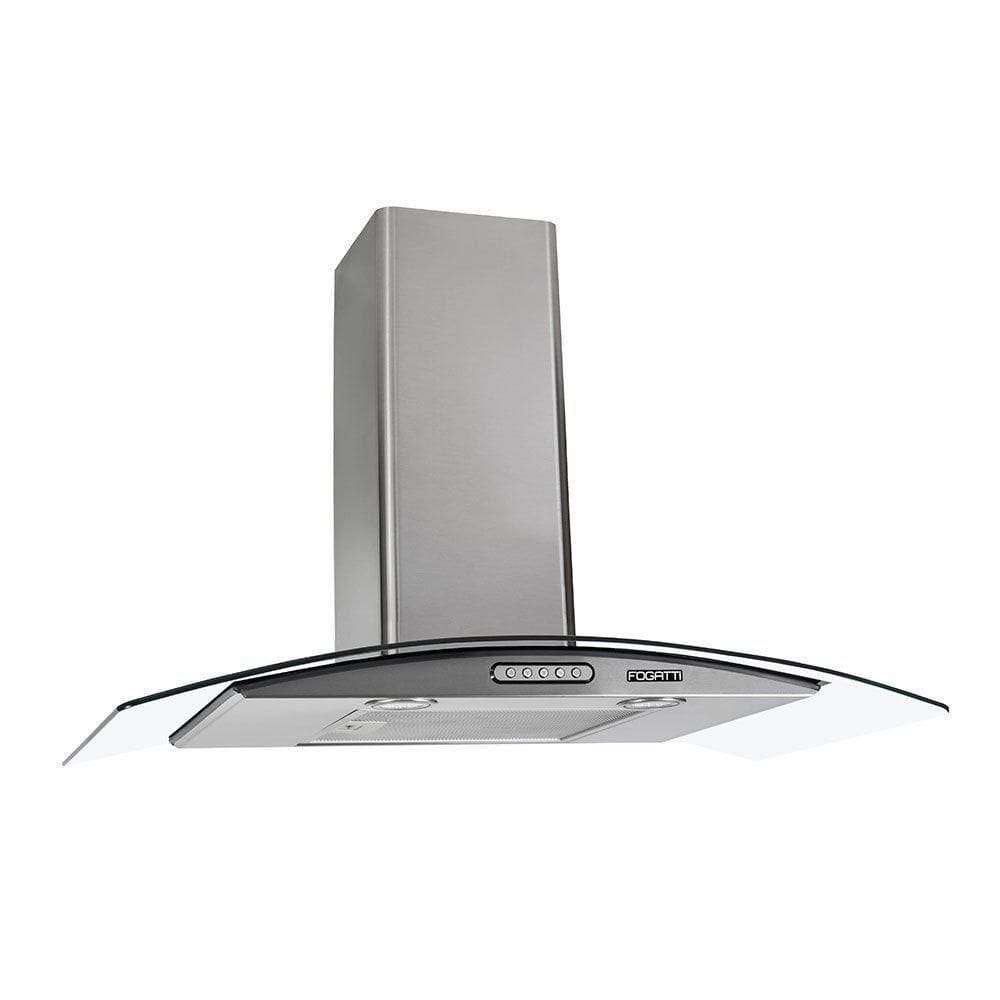 Coifa De Parede 80cm Vidro Curvo Duto Slim Fogatti Inox 220V