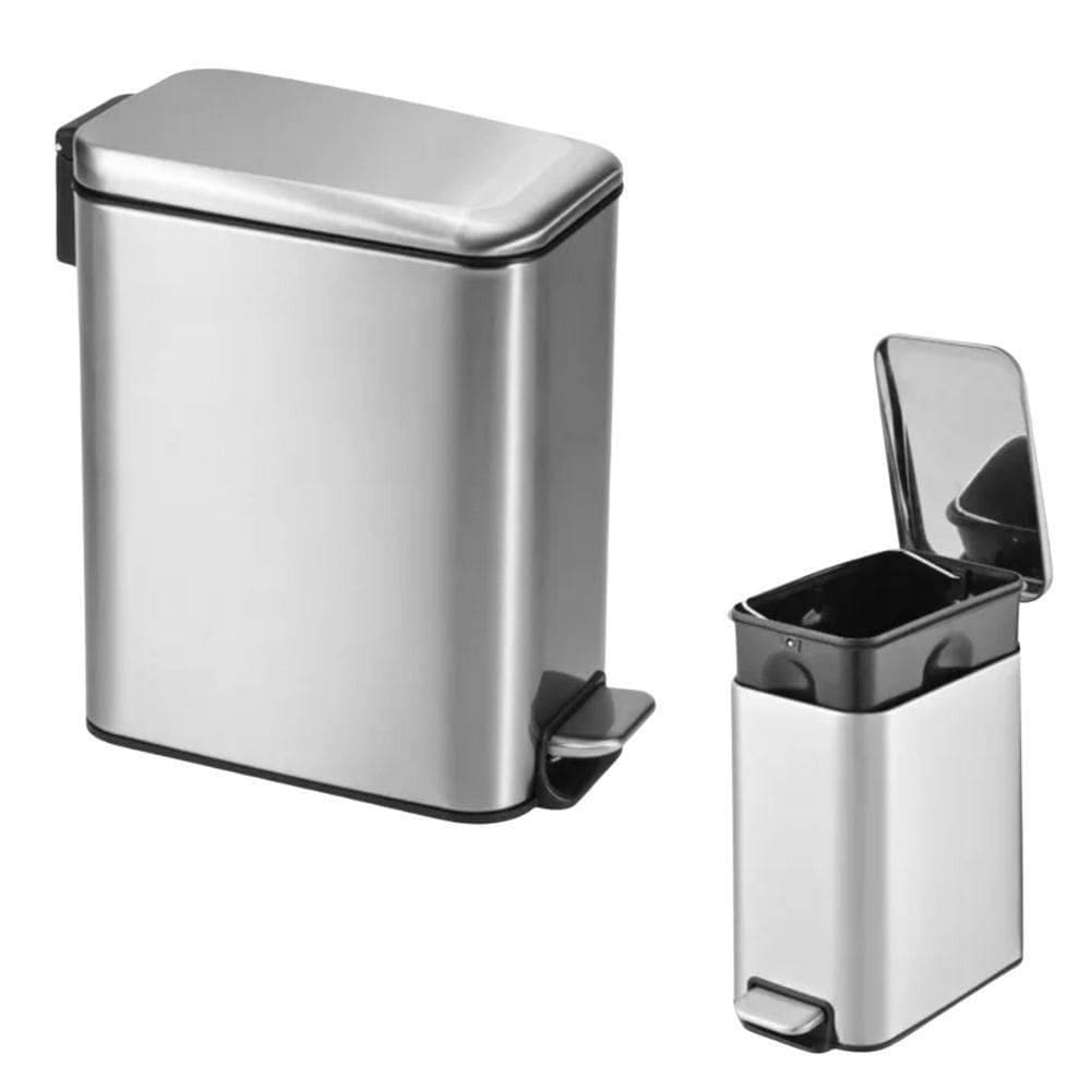 Lixeira Inox Retangular Multiuso 05 Litros Cesto Removível