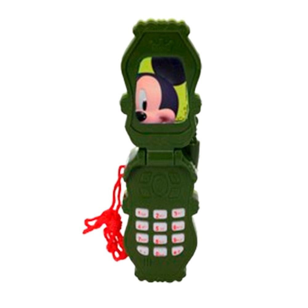 Celular Brinquedo Smartphone Flip Mickey Verde Claro Luz Som
