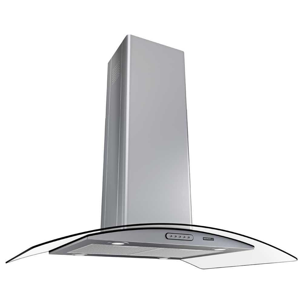 Coifa Ilha 90cm Vidro Curvo Nardelli Inox 220V