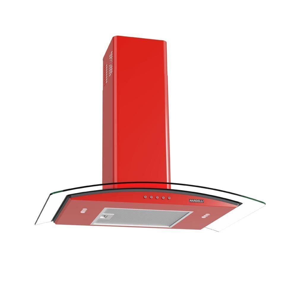 Coifa Nardelli De Parede Clean Vidro Curvo Vermelha 70cm Vermelho 220V