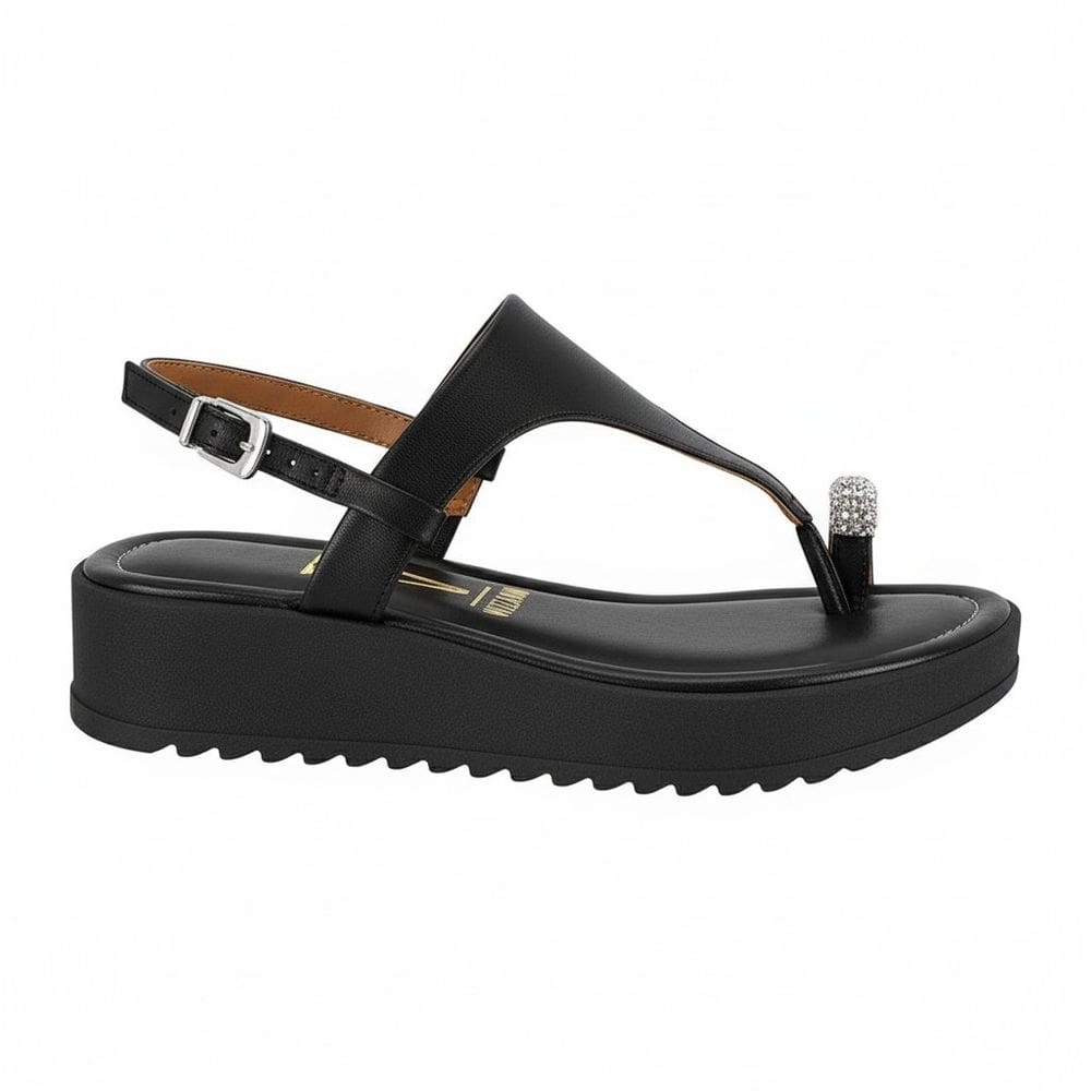 Sandalia De Dedo Feminina Flatform Vizzano Strass  6492.329