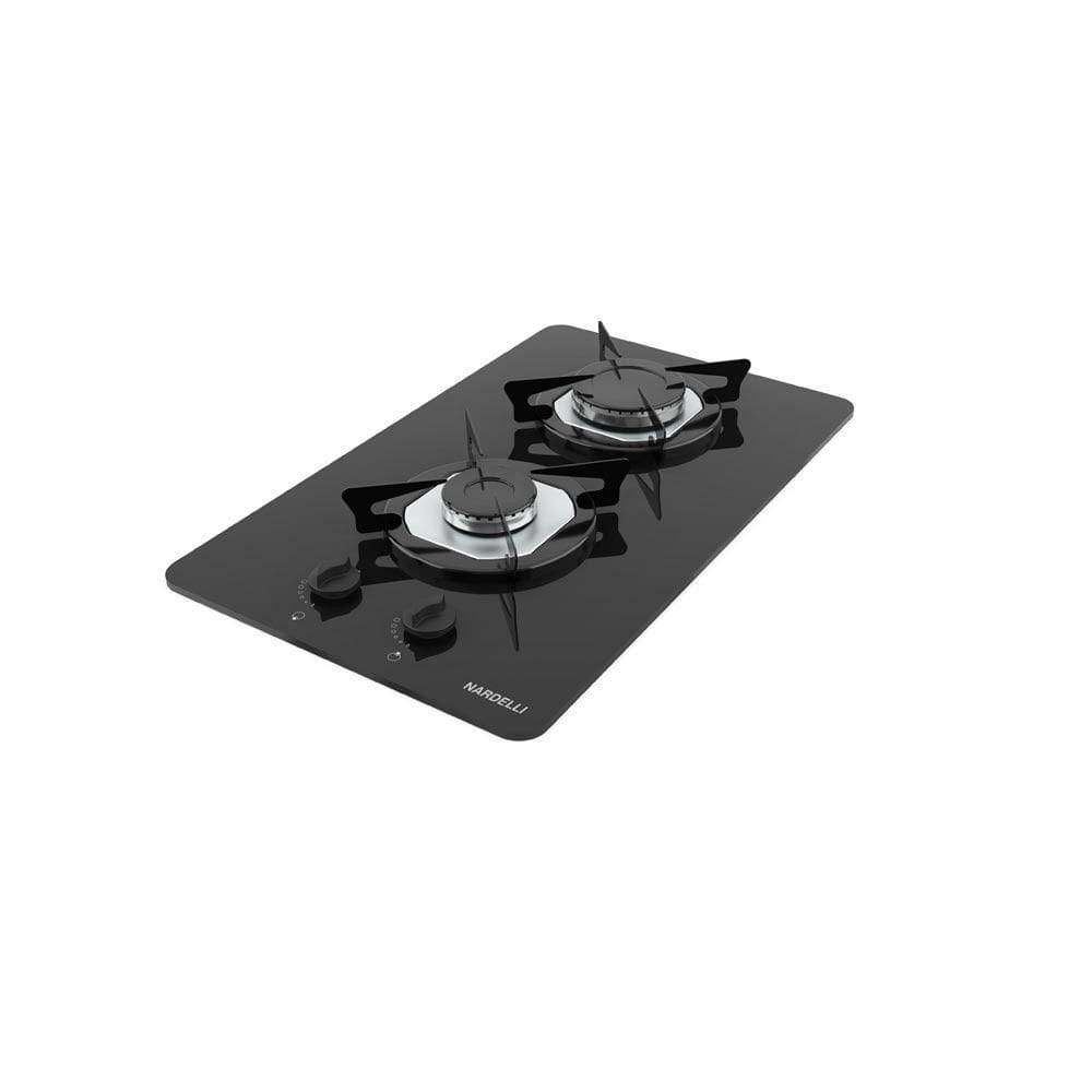 Cooktop Nardelli à Gás Ndl 2b Vidro Preto Flange Inox Preto Bivolt