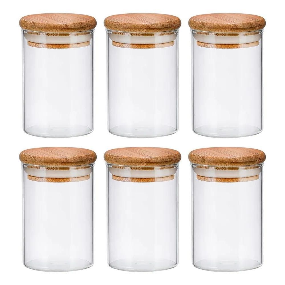 2X Kit 6 Pote Vidro 300Ml Redondo Hermeticos Com Tampa De Ba