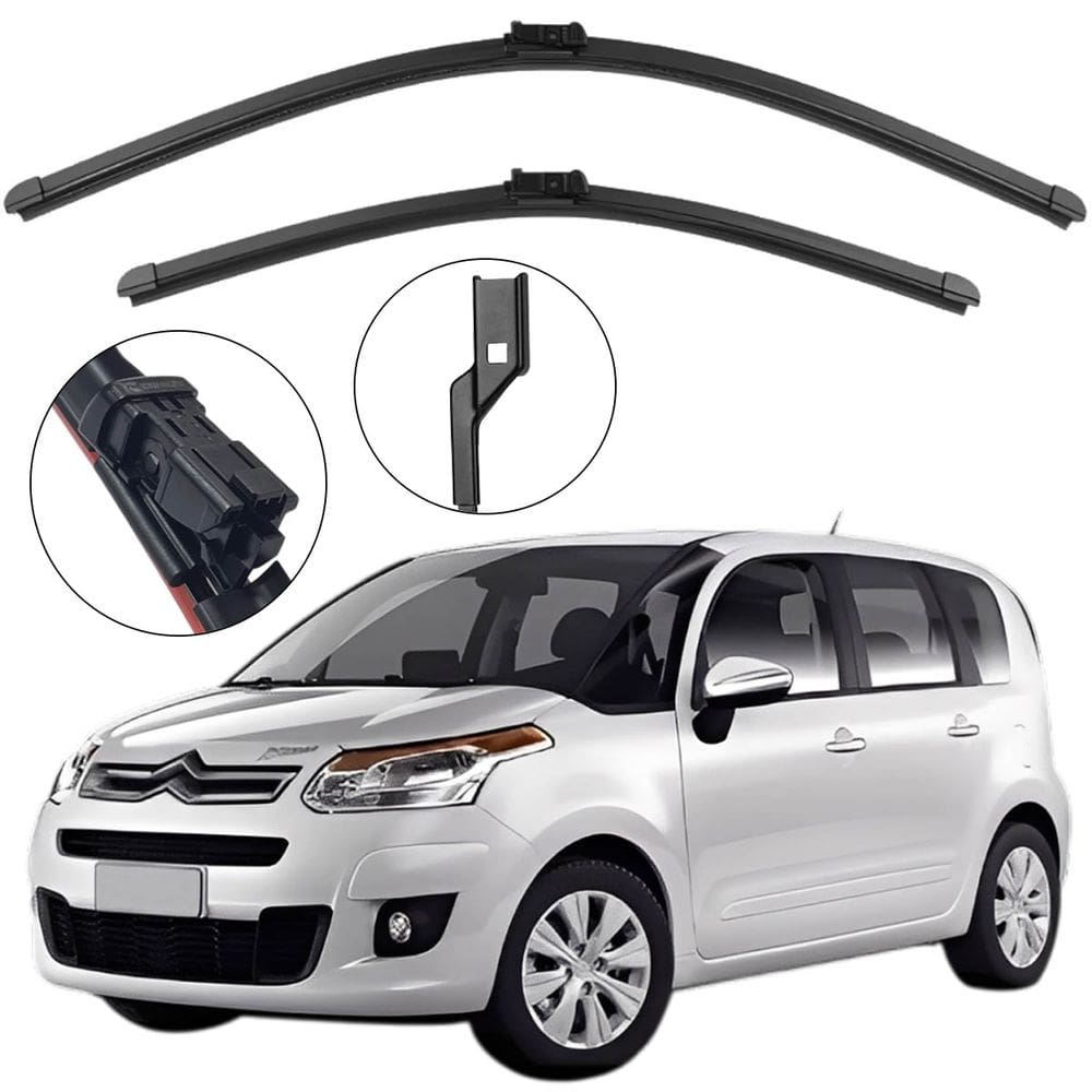 Kit Palheta Dianteira C3 Picasso 2011 a 2015 Limpador de Parabrisa de Silicone
