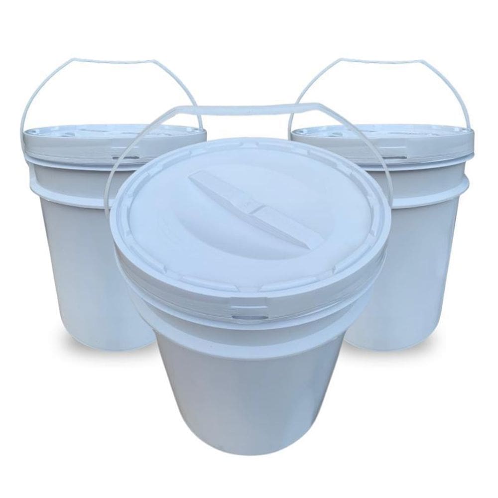 Balde Para Restaurantes De 20 L E Tampa Rosca - Kit 3 Pçs