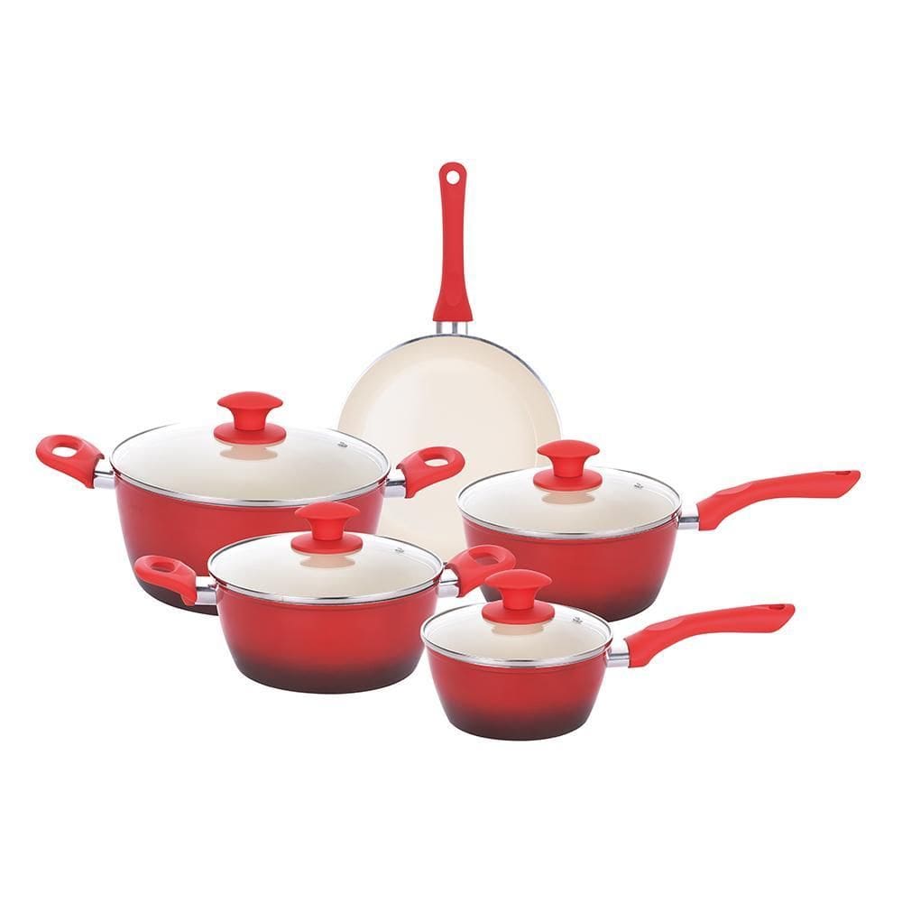 Jogo 5 Panelas Indução Rubi 3.7Mm Cerâmica Antiaderente