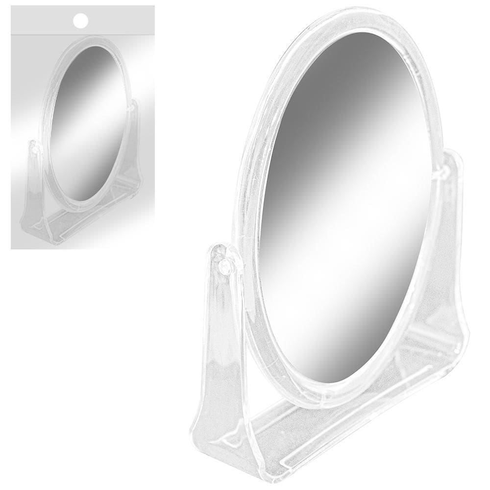 Espelho Mesa Oval Dupla Face Com Base De Plastico 16X13,5Cm