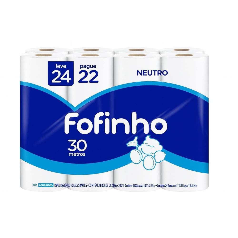 Papel Higiênico Fofinho Neutro 30 Mts Leve 24 Pague 22