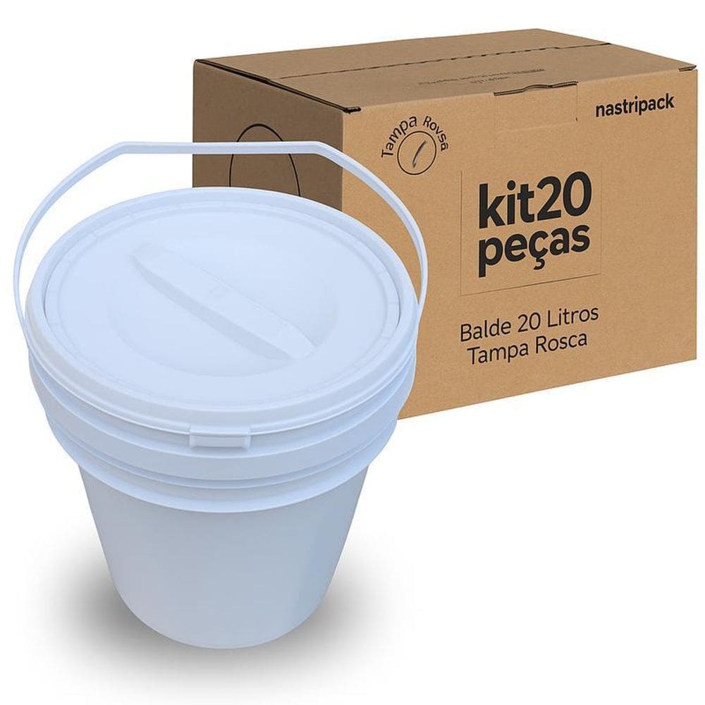 Balde Para Presunto 20L Tampa De Rosquear - Kit 20 Pçs