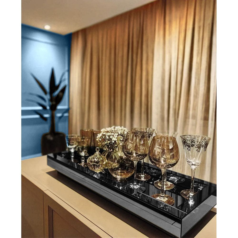 Bandeja Grande Espelho Fumê Luxo 60X30