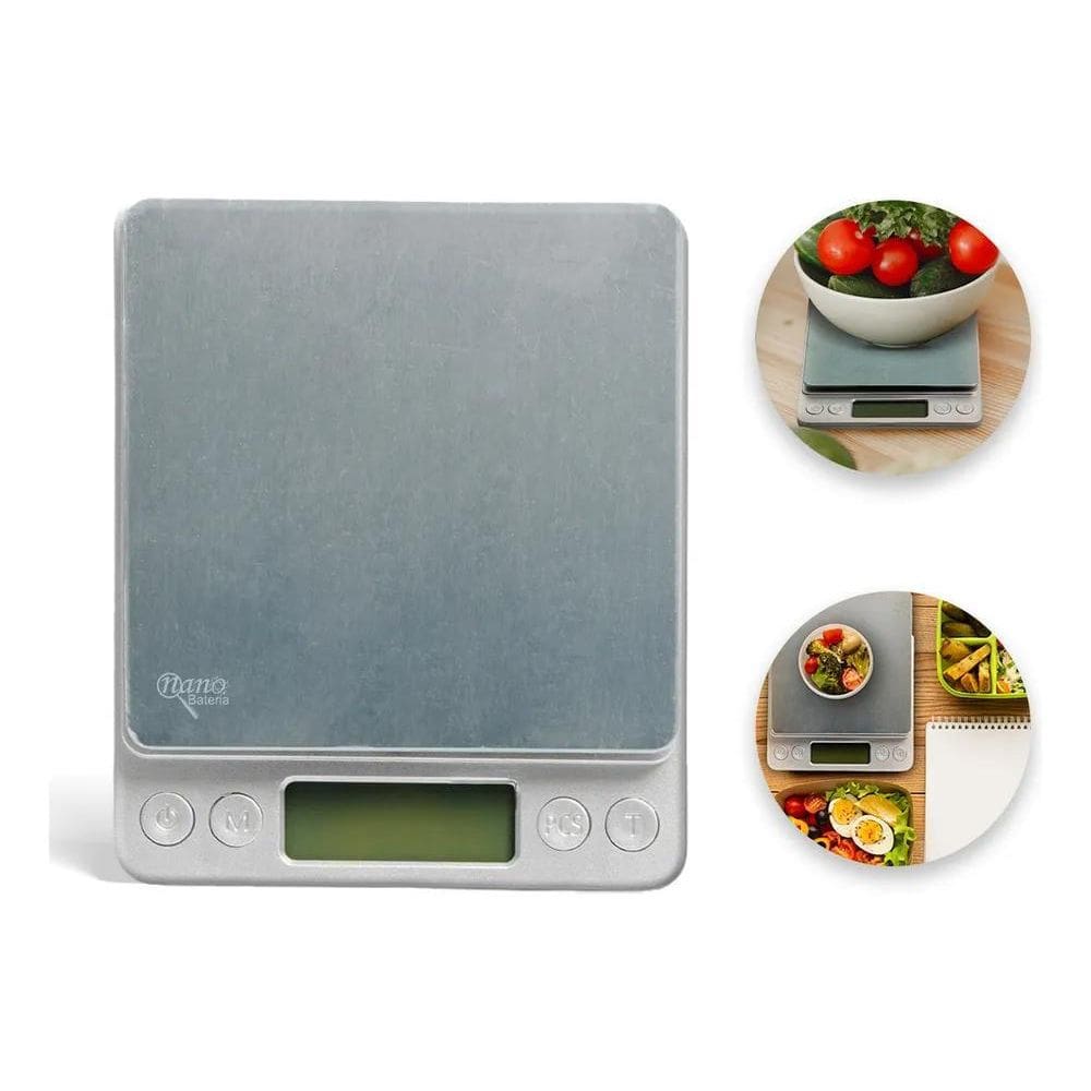 10X Balança De Cozinha Digital Inox 2Kg Nano Bateria A02 Po