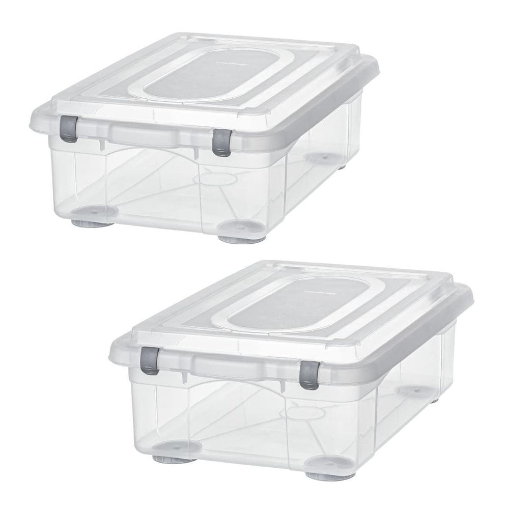 Kit 2 Caixas Plastica Organizadora 28 Litros Baixa Sanremo