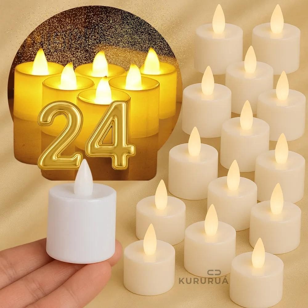 2X Kit 24 Vela De Led Eletrônica Decorativa Com Bateria Arti
