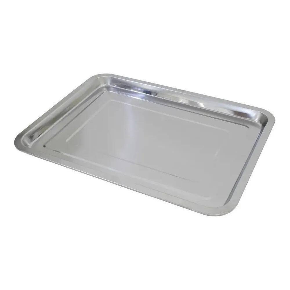 Bandeja Retangular Aço Inox Rasa 35X45Cm Garçom Restaurante