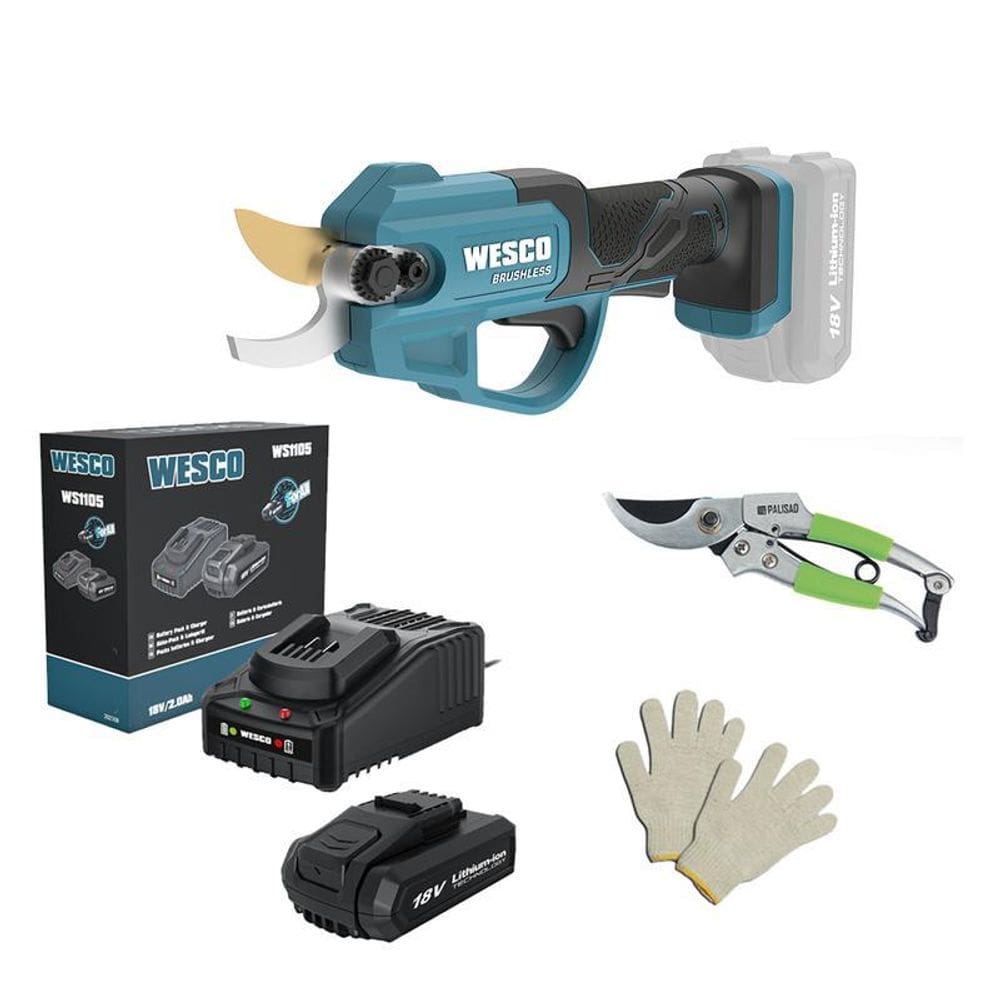 Tesoura Poda Wesco 18V Ws8360.9 + 1Bat 2Ah Carreg + Tesoura