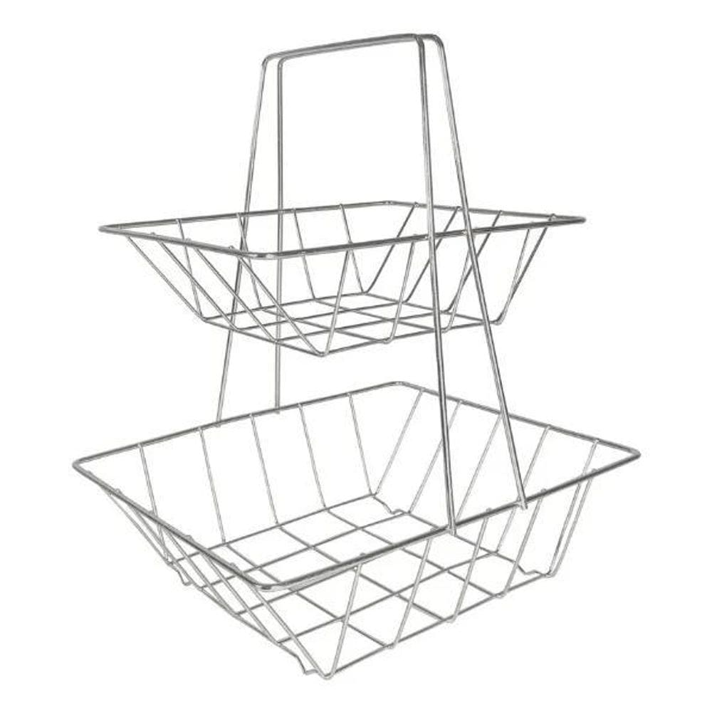 2X Fruteira De Mesa Dupla Cor Cromo