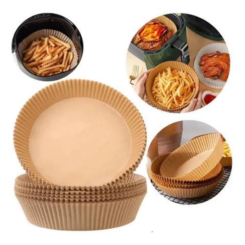 10X Papel Forro Air Fryer Antiaderente Descartável Com 50 U