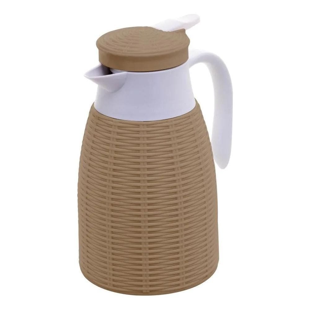 Garrafa Termica 1L Com Rattan De Plastico Marrom Tress Lyor