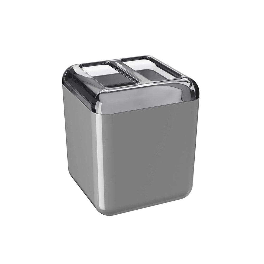 Porta Escova De Dentes Cube Slim Cinza Fumê Coza