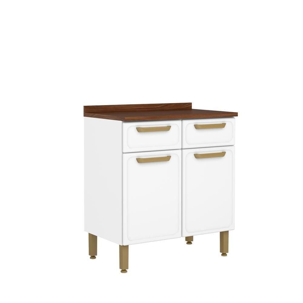 Balcão De Aço Tampo 2 Portas 2gavetas Branco Bella Bertolini Branco
