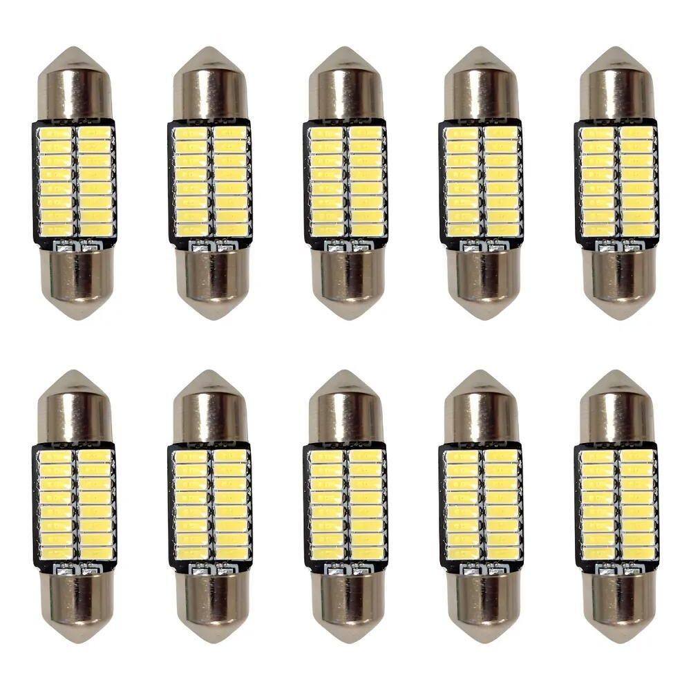 Kit 10 Lampada Torpedo Cambus 16 Led 31 36 Mm Branco