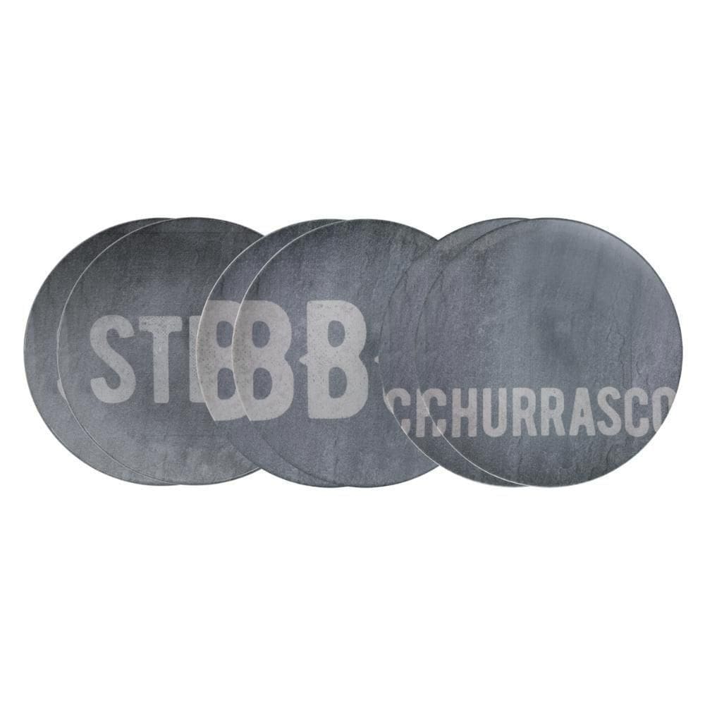 Kit Prato Raso Tramontina Churrasco Stone Em Porcelana 28 Cm 06 Peças