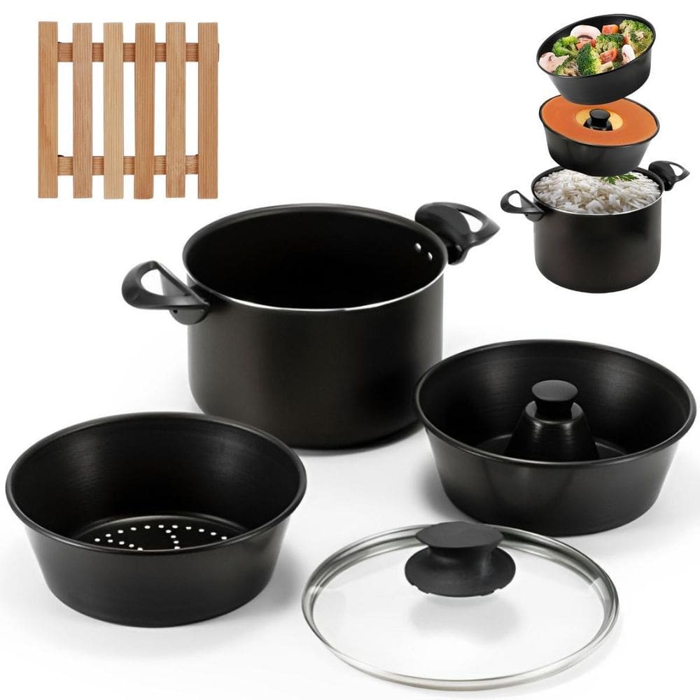 Panela 3 Em 1 Antiaderente 3,9L + 02 Descansos De Panela