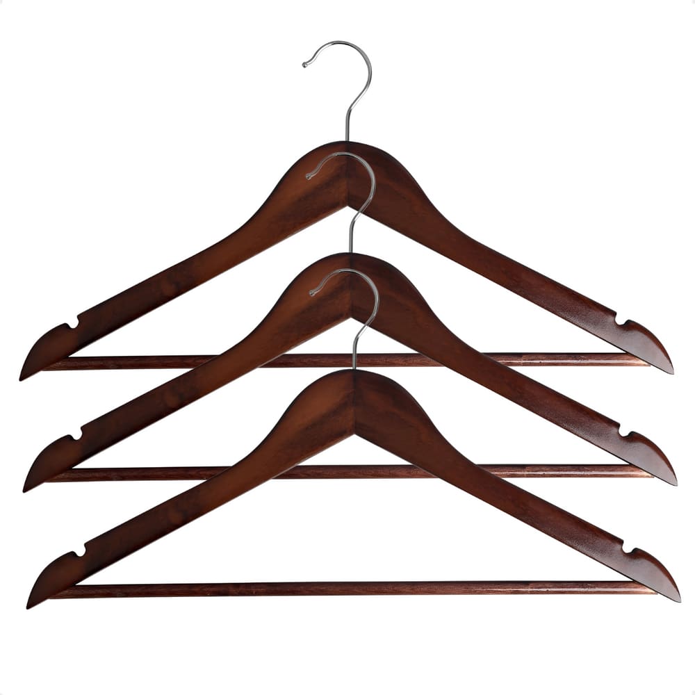 Kit 3 Cabide de Madeira para Organização de Roupas