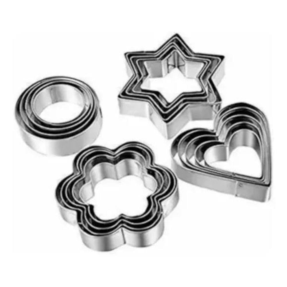 10X Conjunto De Cortadores De Biscoito - Inox - 20 Peças