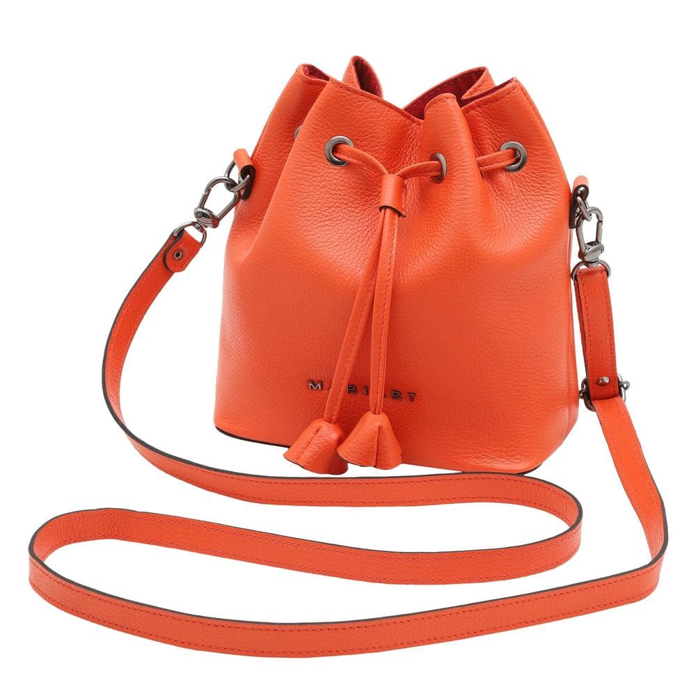 Bolsa Feminina De Couro Bovino Transversal Mariart Orange