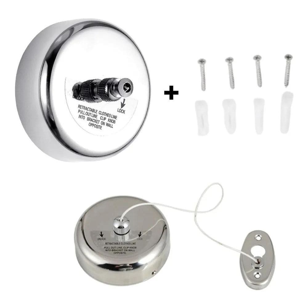 Varal Retrátil Aço Inox De Parede 2,9M Banheiro Apartamento