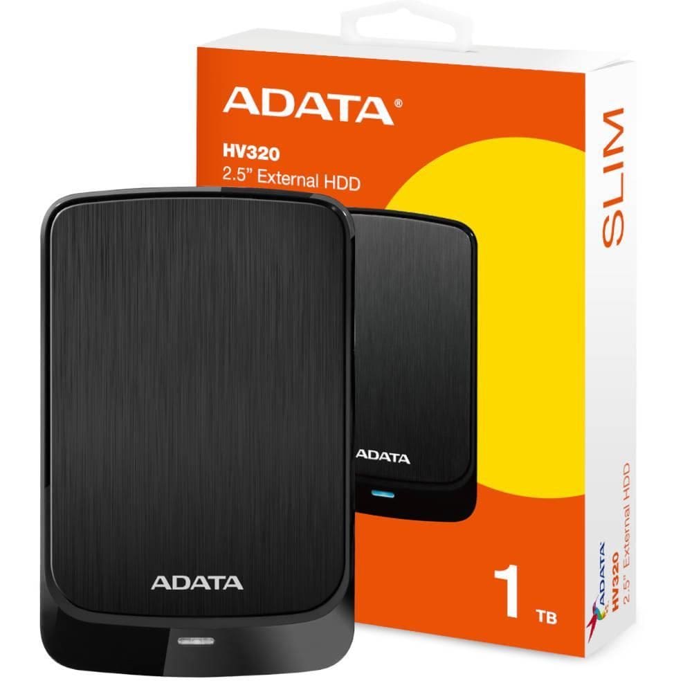 Hd Externo Portátil Adata Hv320 1Tb, Usb 5400Rpm 2.5 Preto