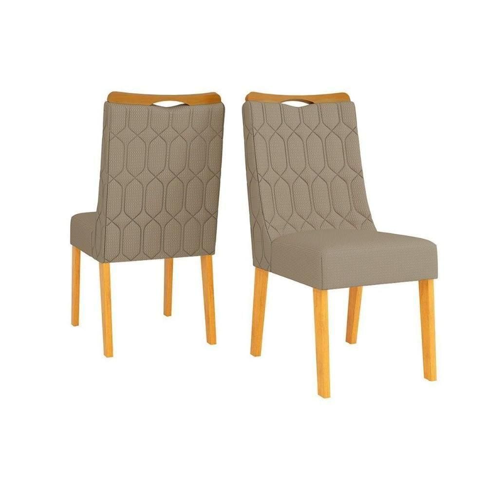 Cadeira Sala De Jantar Bia Cedro-linho Bege - Dj Móveis